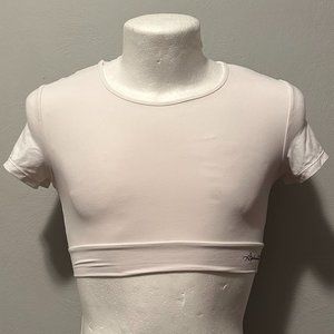 Alphalete Women's White Ultra Soft Cropped Short Sleeve Stretchy Tee Size Medium